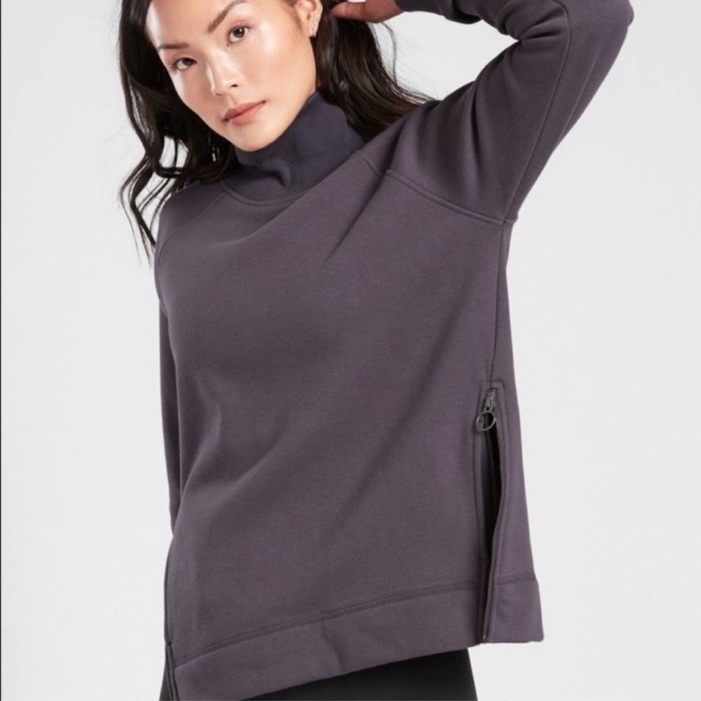 EUC Athleta Cozy Karma Side Zip Funnel Neck Fleece Turtleneck - Size Small